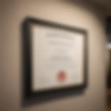 Accreditation certificates displayed on a wall