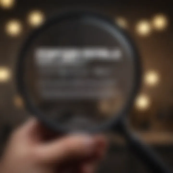 A magnifying glass focusing on customer testimonials