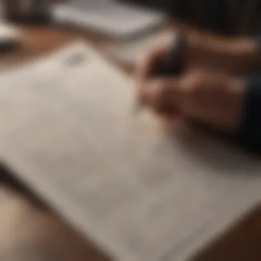 An individual examining bank documents