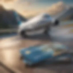A scenic view of an airplane taking off, symbolizing travel rewards.