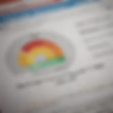 A close-up of a credit score report with important figures highlighted