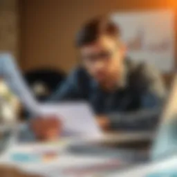 A person analyzing their financial situation with charts and graphs