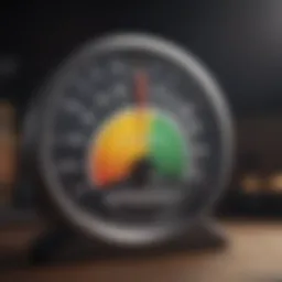 Visual representation of a credit score gauge